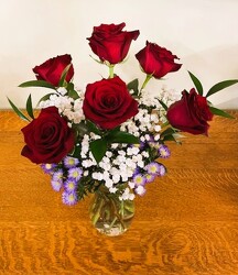 Six Red Rose Bouquet from Downeast Flowers in Sanford and Kennebunk, ME