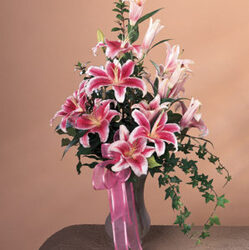 Pink Lily Tribute Bouquet from Downeast Flowers in Sanford and Kennebunk, ME