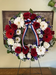 Patriotic Memorial Wreath from Downeast Flowers in Sanford and Kennebunk, ME
